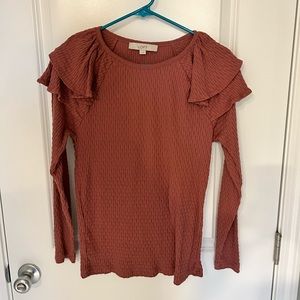Loft ruffle shoulder long sleeve top